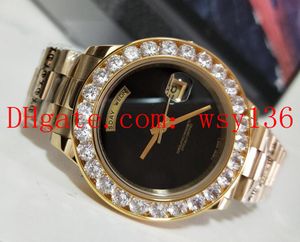 Gratis frakt lyx dag datum 18k gul guld svart Onyx ratt 118208 Automatisk rörelse Men's Watch 41mm Diamond Mäns Casual Watches