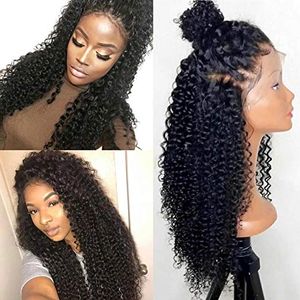 8a 360 spetsband Frontal Wig Kinky Curly Virgin Brasilian Remy Human Hair Full Round Fronment Pärlor 130% Densitet DiVA1