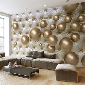 Custom Wall Mural Wallpaper European Style 3D Stereoscopic Golden Ball Soft Pack Imitation Leather Photo Wallpaper Living Room