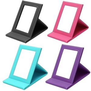 Dikdörtgen Makyaj Aynası Masa Vanity Taşınabilir Katlanır Aynalar Ile PU Deri Dava Durumda Renkli Kozmetik Çok kullanılan Aracı
