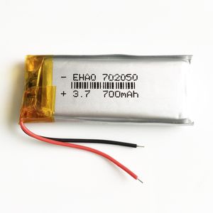3.7V 700MAH 702050 Lithium Polymer Rechargeable Battery Lipo Cells Ion Power för MP3 Headphone DVD GPS Mobiltelefon Kamera PSP-spel