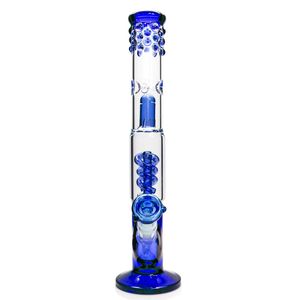 Hookahs 15'' Glass spiral percolator Bong dome perc water pipe with notches Green/Blue Color Random Send