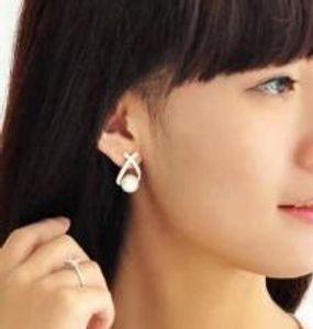 new hot European and American fashion new elegant style cross water drill pearl ear nail fashion classic exquisite