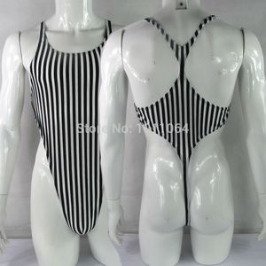 Mens Bodysuit Thong Leotard Cotton Poly Spandex High Cut Racer Back G628CB