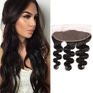 Indian Raw Virgin Remy Hair 10a Body Wave Lace Frontal 13x4 St￤ngning med babyh￥r 50-80G/Piece 13x4 Spets Frontals