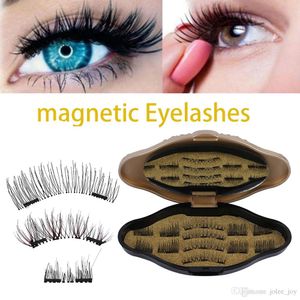 Ciglia magnetiche Dual Triple Magnet Eye Lashes Ciglia finte fatte a mano vero visone 3D ciglia finte Ciglia a strisce complete 100 paia