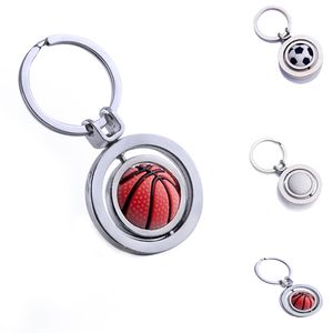 Keychains & Lanyards Men metal Keychain Pendant Rotate Golf basketball football Car Key Chain Ring Holder Jewelry GBFN