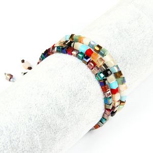 Ailatu Bling Cheap Bracelet Wholesale Bohemia Style Colorful Crystal Square Beads Braiding Friendship Bracelets Fashion Jewelry
