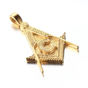 Beliebte Mode Gold Hiphop Freimaurer Freimaurer Anhänger Halskette Schmuck für Männer Frauen Großhandel Edelstahl