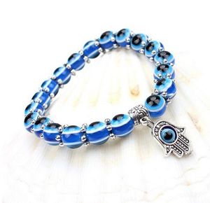 Gratis frakt 10st / Lot Fashion Blue Evil Evene Armband Lucky Charms Bangle Smycken DIY för kvinnor