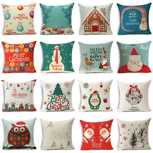 36design 45x45CM Pillow Case Snow Xmas Style Cushion Cover Merry Christmas Santa Claus Socks Balloon Home Decorative Pillows Case Cover