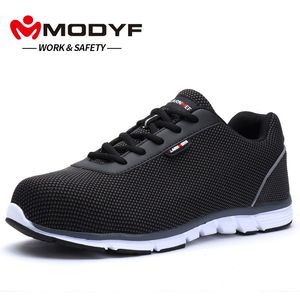 Modyf الرجال الصلب تو عمل أحذية السلامة خفيفة الوزن تنفس عاكسة عارضة حذاء رياضة