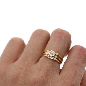 Fabrika doğrudan altın renk yüzük kadınlar için ince narin 3 adet opal cz charm yüzük dainty istiflenebilir zarif drop shipping yüzükler ucuz