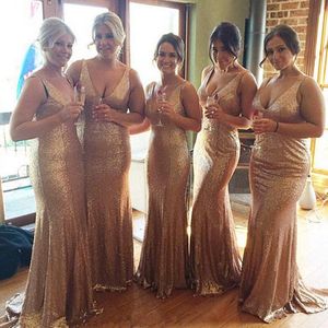 Gül Altın Pullu Nedime Elbiseleri Seksi V Yastık Uzun Özel Yapım Deniz Kızı Prom Elbise Kadınlar Artı Boyut