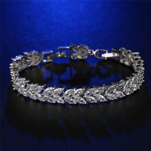 Vecalon blomma bijoux kvinnlig armband 5a zircon cz vitguld fylld kristall engagemang bröllop armband för kvinnor smycken