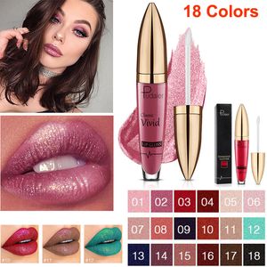 Smink läppglans pudaier 18 färger flip klassisk levande lipgloss pearlite flytande läppstift matt diamant glitter läppstift vattentät glänsande långvarig