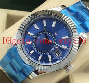 Hochwertige, luxuriöse Herren-Datumsuhr Sky-Dweller, blaues Stahlarmband, 42 mm, 326934, Automatikwerk, Herren-Armbanduhren