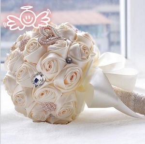 見事な結婚式の花の白い花嫁介添人ブライダルブーケ人工ローズウェディングブーケウェディングサプライブックde noiva217f