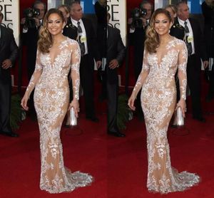 Zuhair Murad Sexy Evening Dresses Lace Bateau Sheer Mermaid Prom Gowns Long Sleeve Sexy Celebrity Party Dress