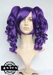 Animation dark purple mixed COSPLAY Split -Type WIG + ponytail