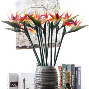 Konstgjorda blommor Paradise Bird Strelitzia högkvalitativa falska blomma heminredningar för bröllopsfest Hotell Office Decor 80cm