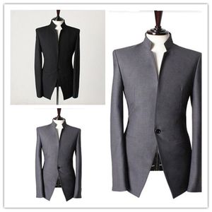 Blazers mandarim colar cavalheiros homens ternos jaqueta de casamento handmade noivo smoking smoking mascul