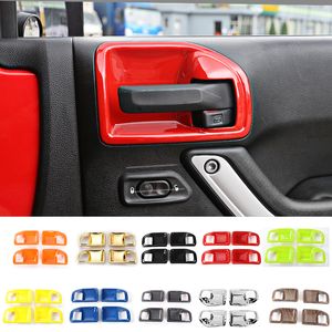 4 portas de porta interior punho tigela tampa guarnição de alta qualidade preço de fábrica para jeep wrangler jk 11+ estilos de carro preto, vermelho, azul