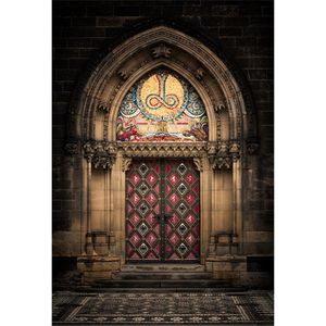 Vintage Castle Arched Door Wedding Photography Backdrops Vinyl Brick Wall Old Style European Architecture Party Themed Photo Backgrounds