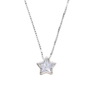 Ciondolo a forma di cuore a forma di stella in vero argento al 100% con collana a catena in oro sier per gioielli da sposa