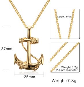 Wholesale 18k gold anchor pendant resale online - colors Stainless Steel Necklace K Gold Plated Titanium Anchor Pendant Jewelry mm Length Steel Chain Necklace Gift for Boyfriend