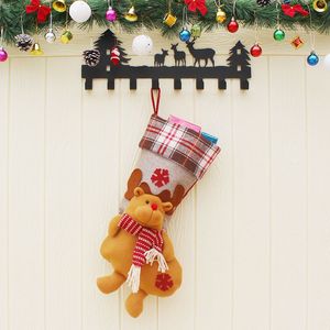 5шт рождественские подарочные носки Santa Claus снеговик лось детские рождественские конфеты мешок дисплей елки поставки 21,5x59см