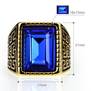 Almofada de aço inoxidável dos homens de ouro 316 Corte Cubic Zirconia anel tamanho 9 10 11 12 13 14 15 R290