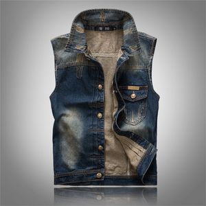 Biker Kot Yelek Üstleri Kot Ceket Kolsuz Casual Moda Yelekler Erkek Giyim Yüksek Kalite M L XL XXL XXXL