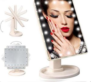 360 Degree Rotation Touch Screen Make Up Mirror Cosmetic Folding Portable Compact Pocket With 22 LED Lights Makeup Tool Free DHL