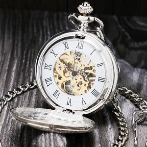 Винтажный серебристый римский номер механические карманные часы двойной открытый чехол FOB часы P803C