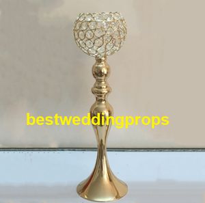 Produto elegante Alto centro de metal e candelabros de cristal centrais de casamento de ouro, candelabros de prata decoração transporte rápido best0250