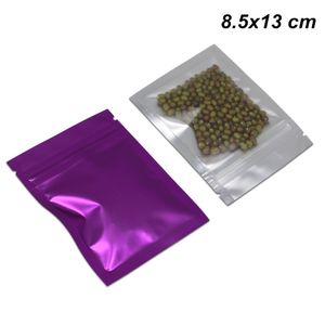 8.5x13cm Matte Purple Mylar Foil Bag Zipper Lock Packaging Buste per prodotti da forno Foglio di alluminio Zipper Food Storage Bags