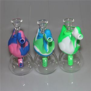 Стекло Бонг Dab буровые установки FDA силиконовое стекло воды бонги новый силиконовое масло Рог кальян 10 цветов для выбора Бесплатная доставка