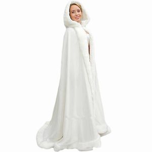 2018 White Women Wedding Cape Bridal Jacket Cloaks Wrap Shawl Long Party Wraps Jacket Long Capes Wedding Accessories Wedding Jackets QC1104