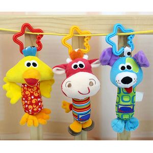 Kids Baby Toys Baby Rattle Tinkle Hand Bell Multifunctional Plush Toy Cute Animal Duck Dog Fawn Hanging Toy for Stroller Crib