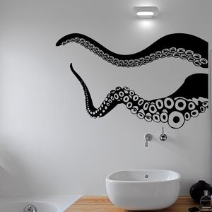 Adesivo de parede Seabed Octopus Cauda Home Decor Arte Do Vinil Decoração Preta Grande Decalques de Parede Casa Sala de Estar Decoração Da Parede Do Toalete