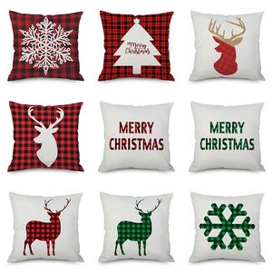 Weihnachts-Kissenbezug, Kissenbezüge, Weihnachtsbaum, Schneeflocken, Rentier, Elch, Plaids, Kunst-Kissenbezug, Sofa, Leinen-Kissenbezug, Stil 23, WX9-1061