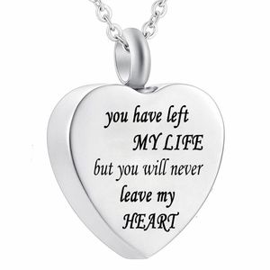 Heart Silver Urn Halsband Memorial Cremation Ashes Holder Keepsake Pendant Rostfritt stål smycken