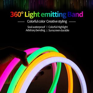 360 Derece Yuvarlak LED neon Şerit 220 V 240 v Esnek Neon Işık Su Geçirmez 120 leds / m yuvarlak iki telli Açık ışık 10 M 20 M 30 M