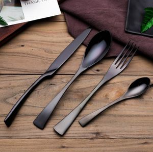 食器座セット新ブラックローズ食器セット高品質のステンレススチールディナーナイフとフォークとスープコーヒースプーンカトラリーSN1425
