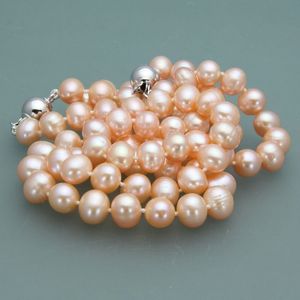 A++ 8-9mm pink cultured akoya pearl necklace bracelet 18+7.5