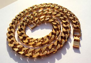 Kubansk trottoarkedja 22K 23K 24K THAI BAHT GULD GP HALSBAND 24