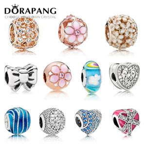 DORAPANG 100% 925 sterling silver charms perline oceano arcobaleno braccialetti adatti oro rosa perle di vetro braccialetto fai da te all'ingrosso della fabbrica