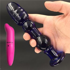 2 Stück/Lot Vibrator und blauer klassischer Kristall Anal Butt Plug Penis Sexspielzeug Erwachsene Produkte für Frauen Männer weiblich männlich Masturbation Y18102305