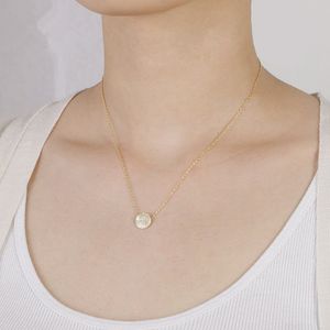 10st borstad rund cirkel hänge halsband Tiny Disk Coin halsband geometrisk skiva enkla pajhalsband för kvinnor smycken